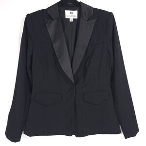 ALTUZARRA Target Women's Black Single Breasted Blazer Satin Lapel MEDIUM